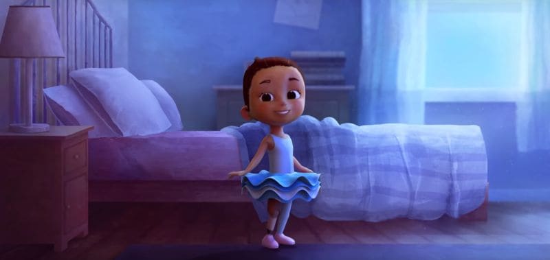 Djevojčica u sobi uživa u jutarnjem plesu.